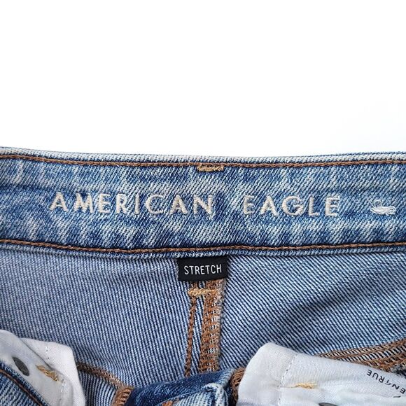 American Eagle Jeans Womens 00 Mom Stretch Distressed Light Mid Skinny Denim - Picture 4 of 9